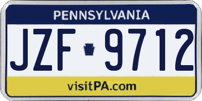 PA license plate JZF9712