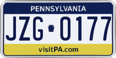 PA license plate JZG0177
