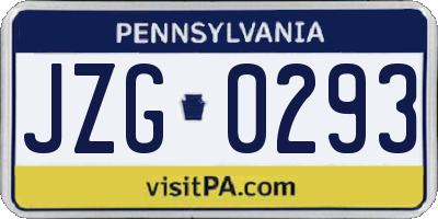 PA license plate JZG0293