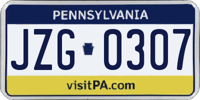 PA license plate JZG0307