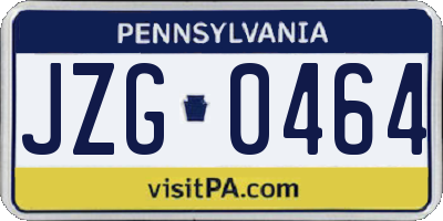 PA license plate JZG0464