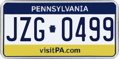 PA license plate JZG0499