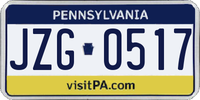 PA license plate JZG0517