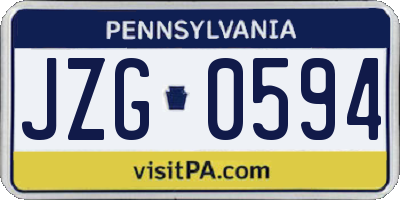 PA license plate JZG0594