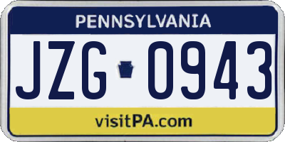 PA license plate JZG0943