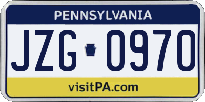 PA license plate JZG0970