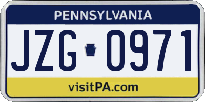 PA license plate JZG0971