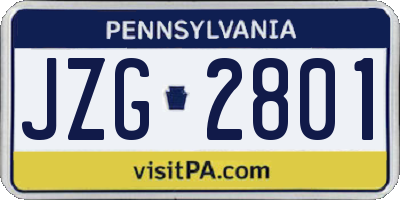 PA license plate JZG2801