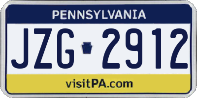 PA license plate JZG2912