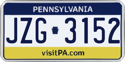 PA license plate JZG3152