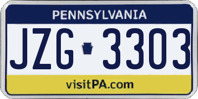 PA license plate JZG3303
