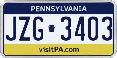 PA license plate JZG3403
