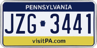 PA license plate JZG3441