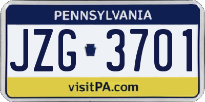 PA license plate JZG3701