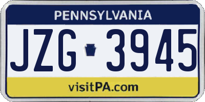 PA license plate JZG3945