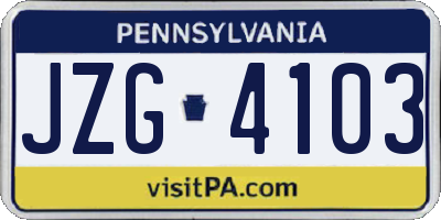 PA license plate JZG4103