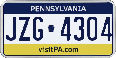 PA license plate JZG4304