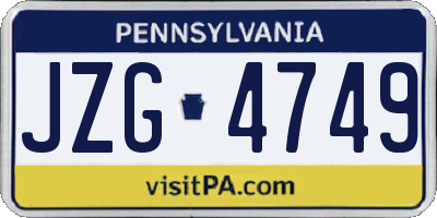 PA license plate JZG4749