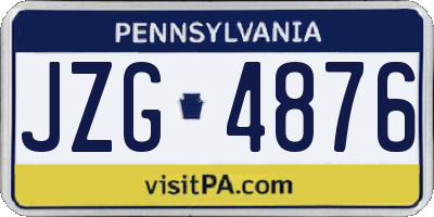 PA license plate JZG4876