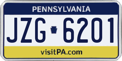 PA license plate JZG6201