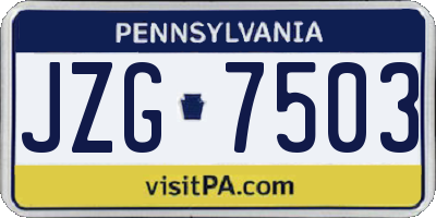PA license plate JZG7503
