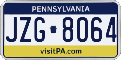 PA license plate JZG8064