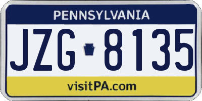 PA license plate JZG8135
