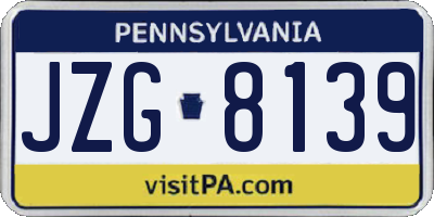 PA license plate JZG8139