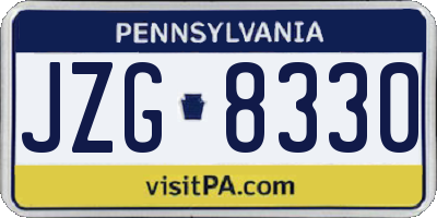 PA license plate JZG8330