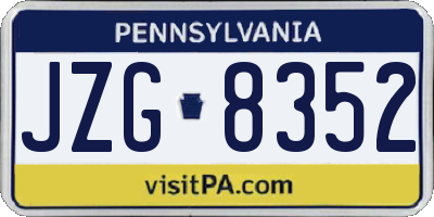 PA license plate JZG8352