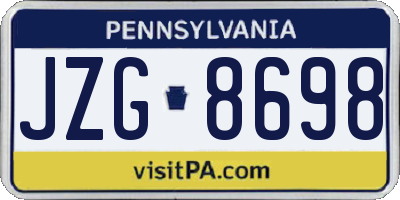 PA license plate JZG8698