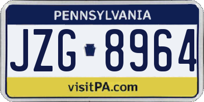PA license plate JZG8964