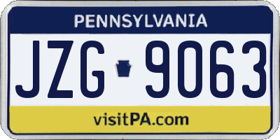 PA license plate JZG9063