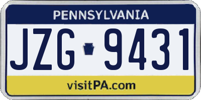PA license plate JZG9431