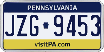 PA license plate JZG9453