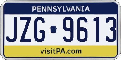 PA license plate JZG9613