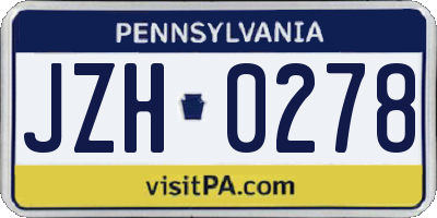 PA license plate JZH0278