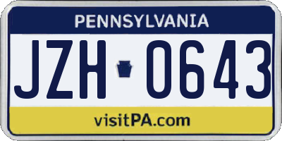 PA license plate JZH0643
