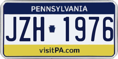 PA license plate JZH1976