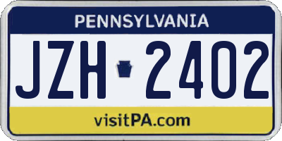 PA license plate JZH2402