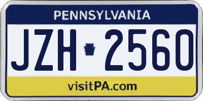 PA license plate JZH2560