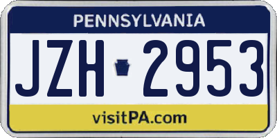 PA license plate JZH2953
