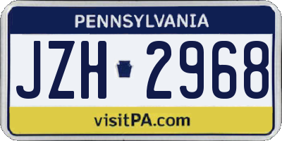 PA license plate JZH2968