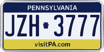PA license plate JZH3777