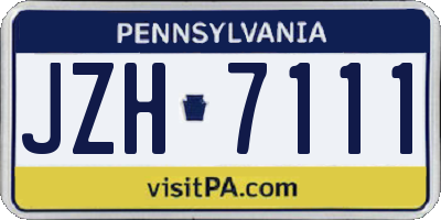 PA license plate JZH7111