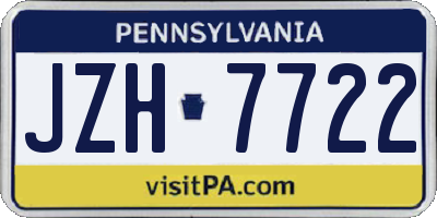 PA license plate JZH7722