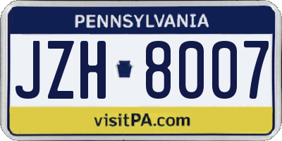 PA license plate JZH8007