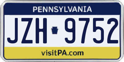 PA license plate JZH9752