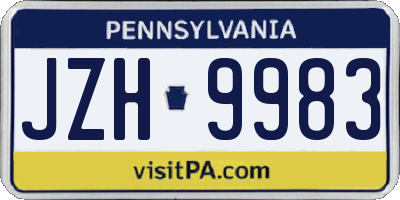 PA license plate JZH9983