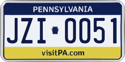 PA license plate JZI0051